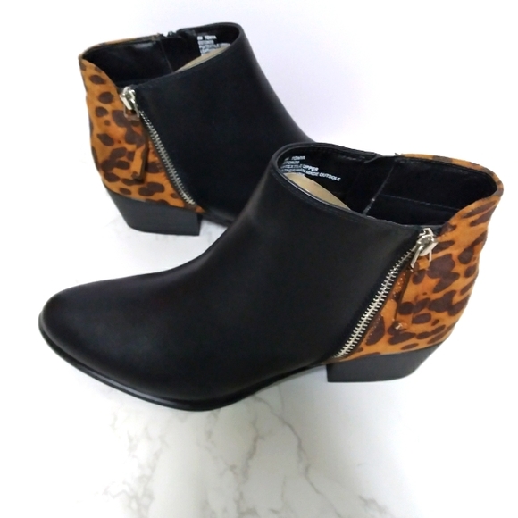 Esprit Black Leopard Ankle Boots Size 8 - Picture 4 of 11